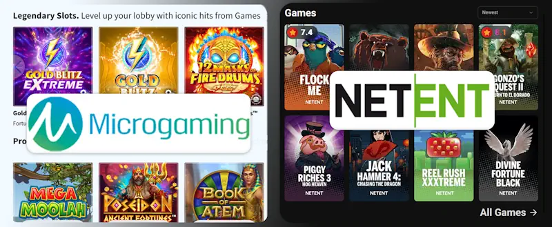NetEnt Games and Microgaming Games Screenshot